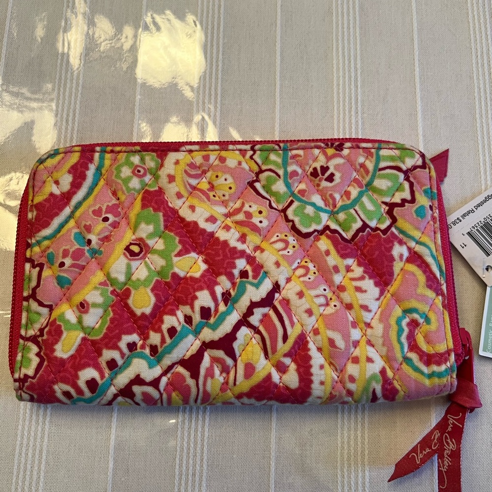 Vera Bradley Quilted Capri Melon Zip Around Wallet NWT